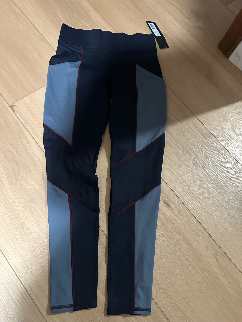 MICHI Blue Colorblock Performance Leggings